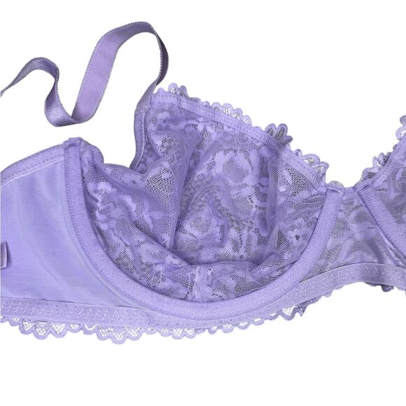 Savage X Fenty Purple Floral Unlined Lace Underwire Bra – Size 36DD - Picture 4 of 7